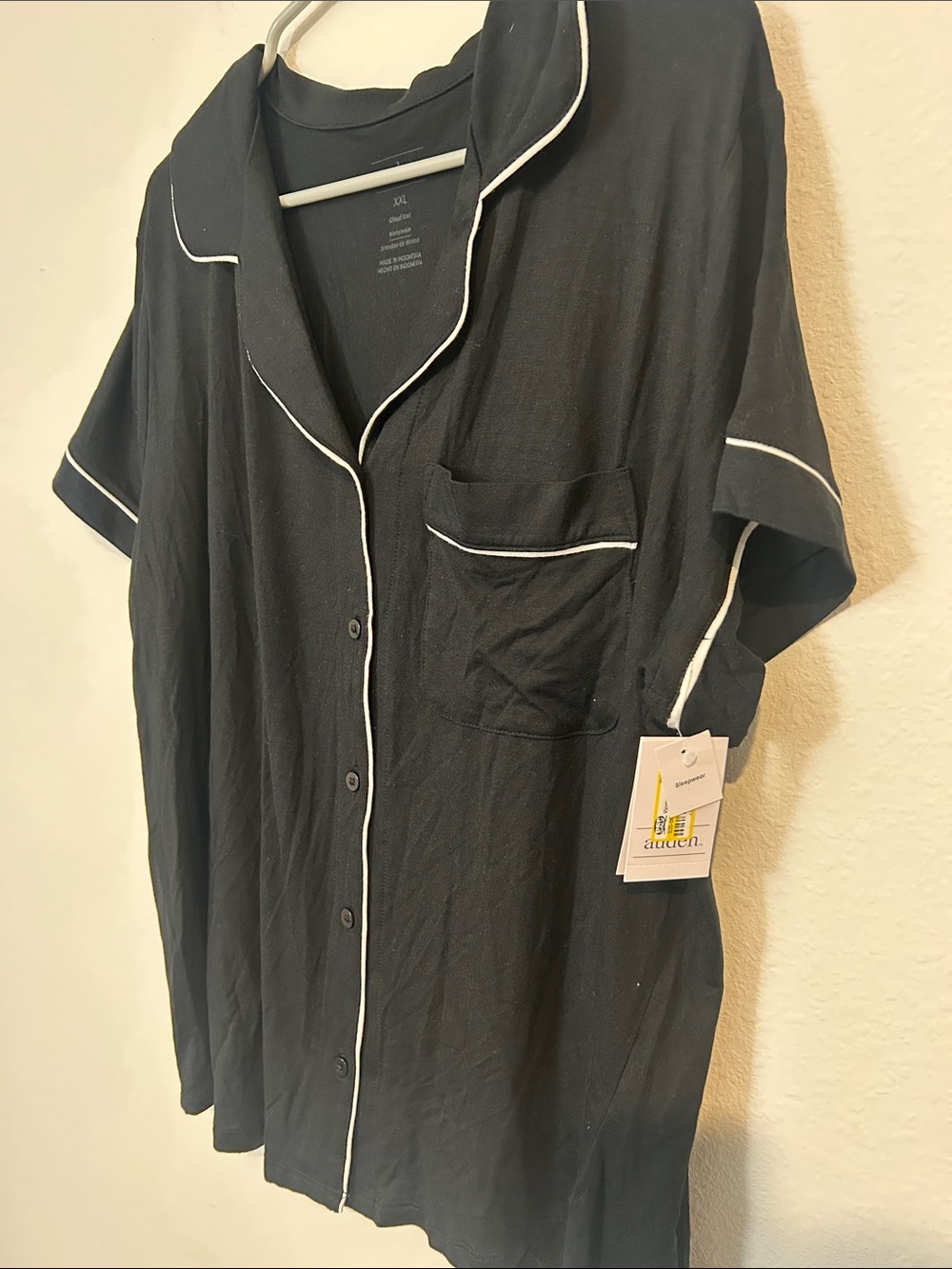 Auden Black Short-Sleeve Button-Down with White Piping - Picture 2 of 3